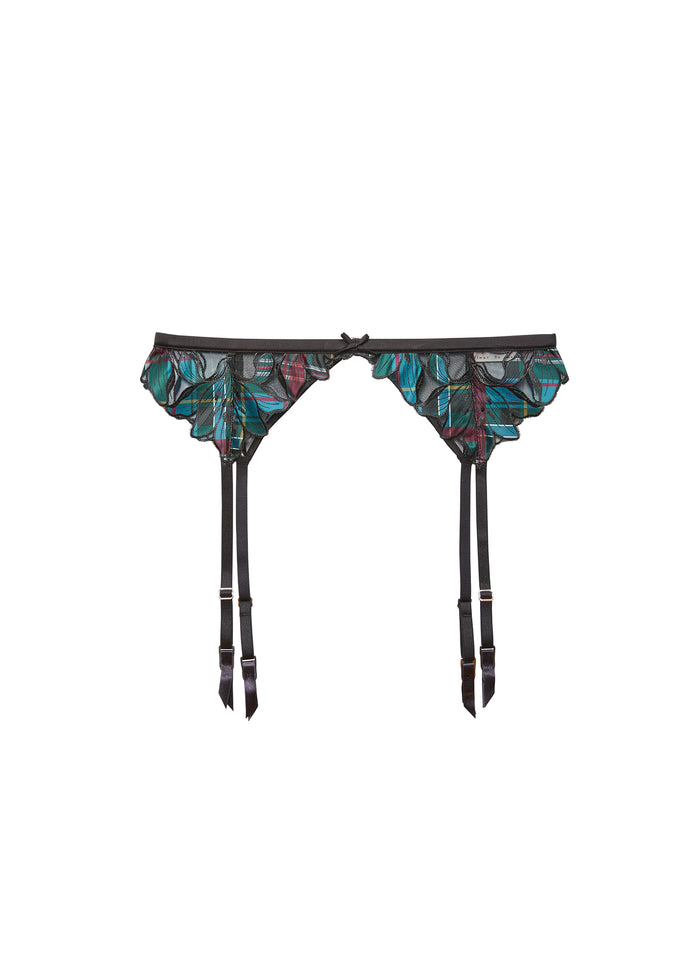 Lily Embroidery Garter Belt-fall plaid-flat