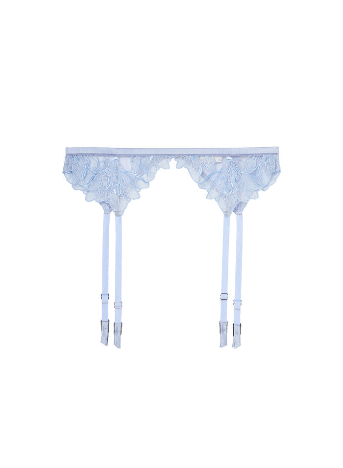 Lily Embroidery Garter Belt-pastel sky-flat
