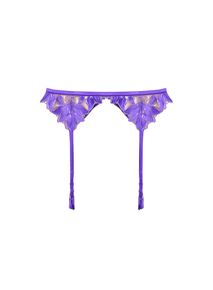 Lily Embroidery Garter Belt-pansy-flat
