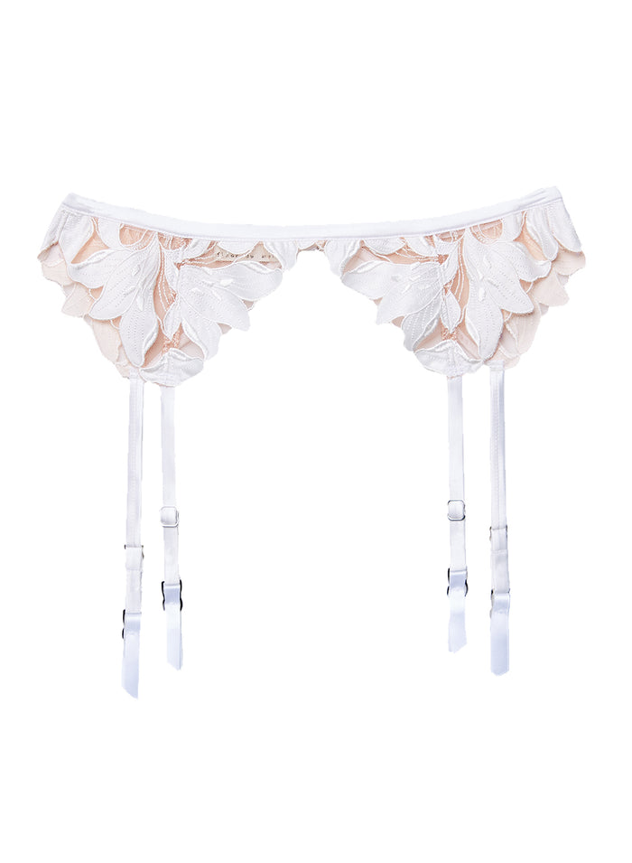 Lily Embroidery Garter Belt-ivory-flat