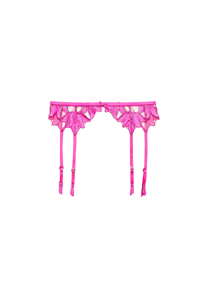 Lily Embroidery Garter Belt-wild pink-flat