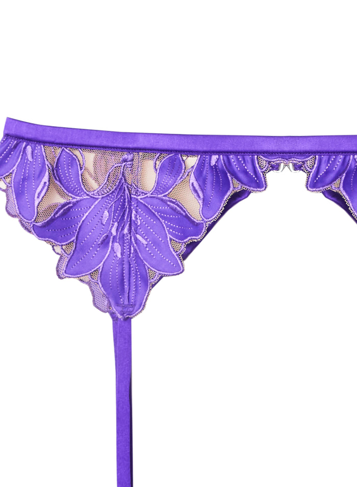 Lily Embroidery Garter Belt-pansy-flat