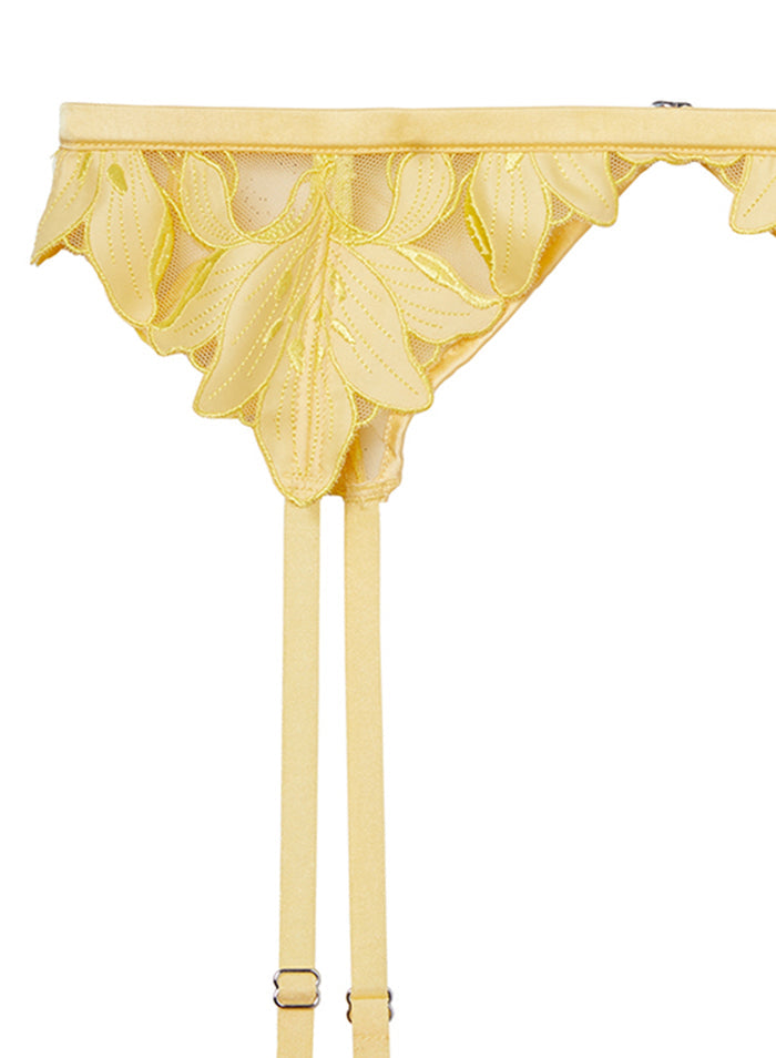 Lily Embroidery Garter Belt-daffodil-flat