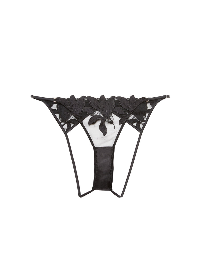 Lily Embroidery Ouvert Panty-black-flat