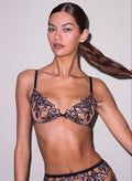 Lily Embroidery Plunge Demi Bra-leopard lily-Fleur du Mal