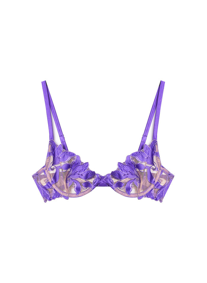 Lily Embroidery Plunge Demi Bra-pansy-Fleur du Mal-flat