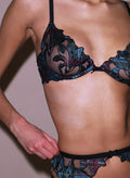 Lily Embroidery Plunge Demi Bra-fall plaid-Fleur du Mal