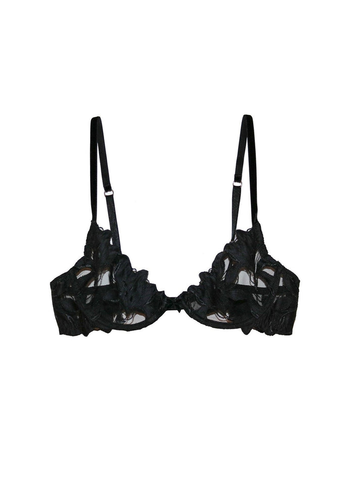 Lily Embroidery Plunge Demi Bra-black-flat