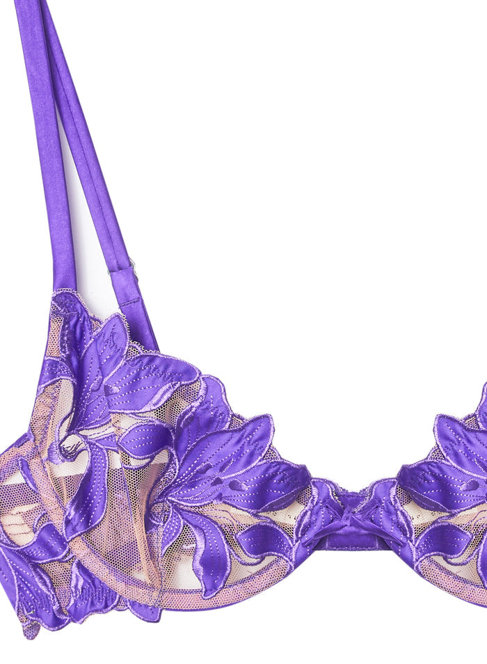 Lily Embroidery Plunge Demi Bra-pansy-flat
