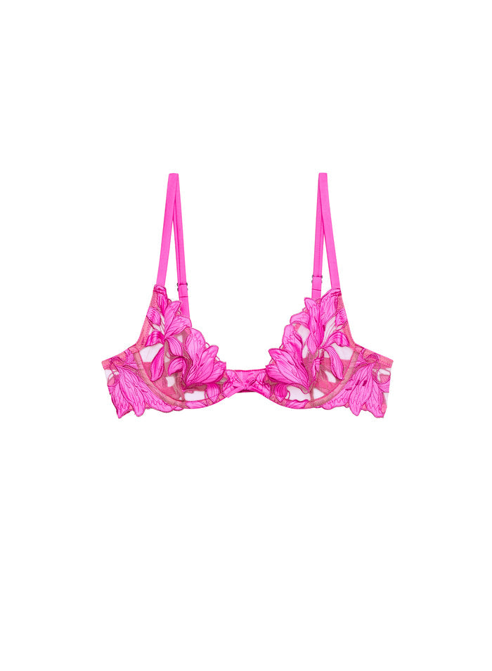 Lily Embroidery Plunge Demi Bra-wild pink-flat