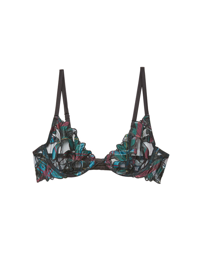 Lily Embroidery Plunge Demi Bra-fall plaid-flat