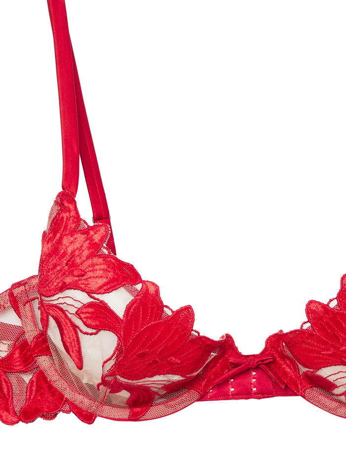 Lily Embroidery Plunge Demi Bra-rouge velvet-flat