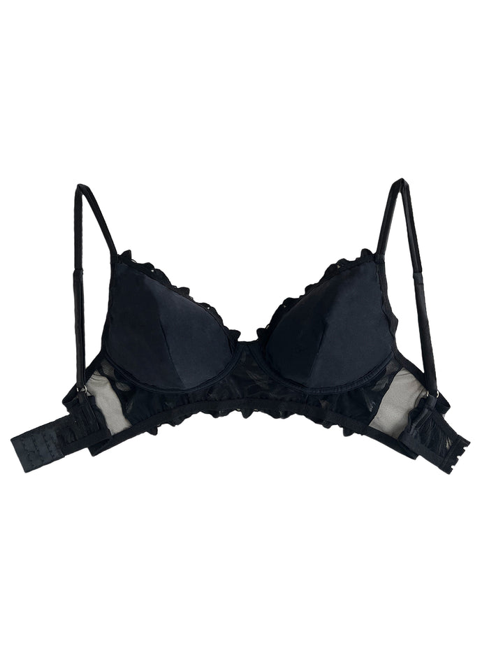 Lily Embroidery Post Surgical Bra-black-flat