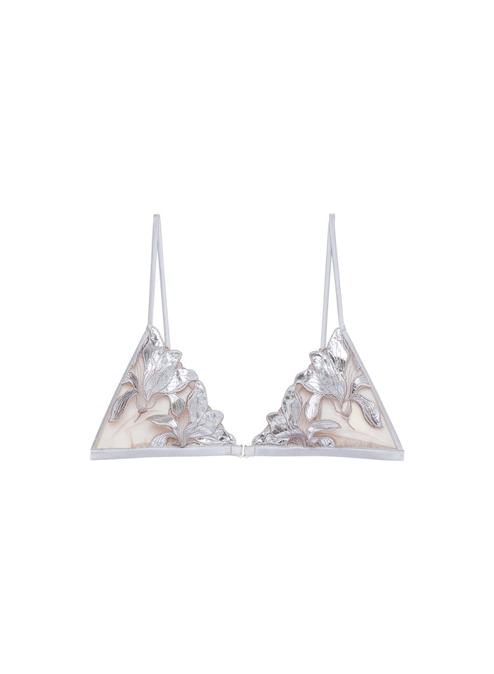 Lily Embroidery Triangle Bra-platinum-flat