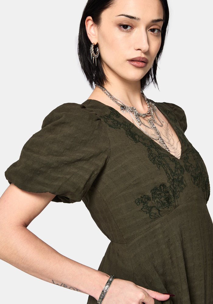 Limos Dobby Check Embroidered Midaxi Dress