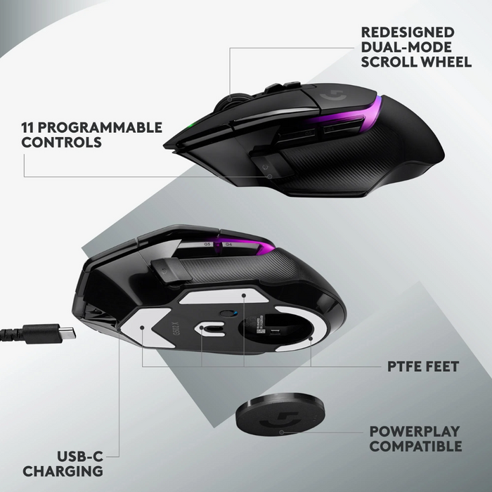 Logitech G502 X PLUS Lightspeed Wireless Optical Mouse Black - شركة القيم العالمية للحاسبات