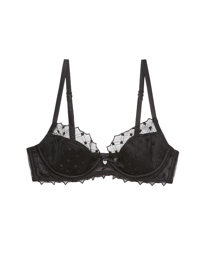 Love Lock Embroidery Half Lined Bra-black-flat