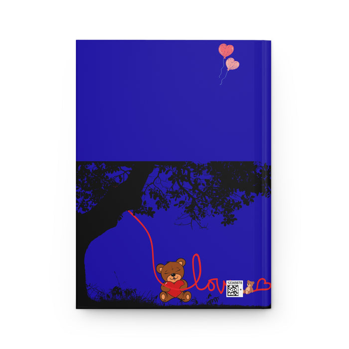 Love & Teddy Bear Journal with a teddy bear and heart themed design on a blue background.