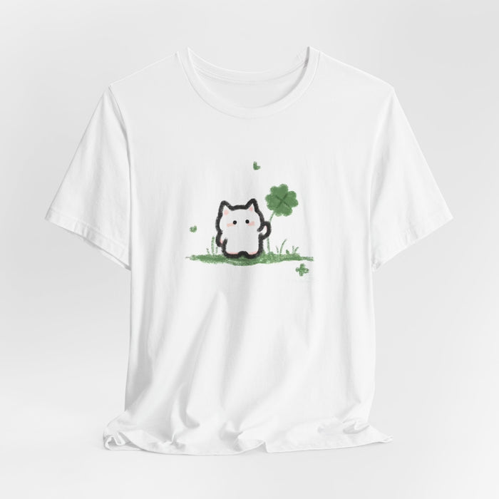 Lucky Cat Clover T‑Shirt — Cute St. Patrick’s Day Kitty Tee