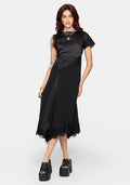 Lucretia Lace Contrast Asymmetric Midi Dress