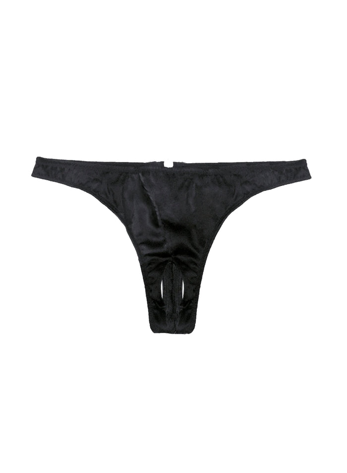 Luxe Crotchless Thong-black-Fleur du Mal-flat
