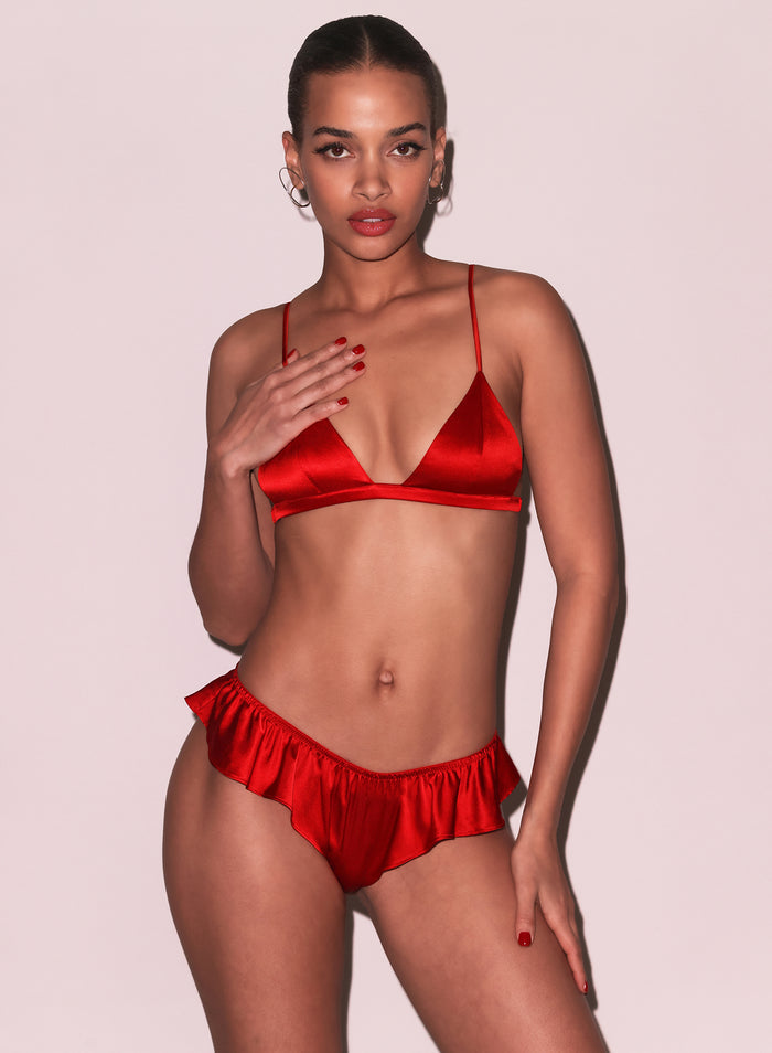 Luxe Triangle Bra-rouge