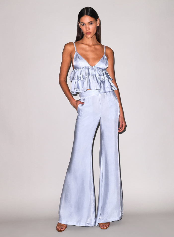 Luxe Twill Ruffle Cami-ice queen-flat