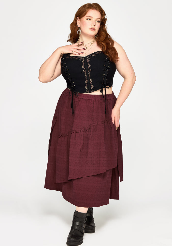 Lysandra Textured Ruffle Midi Skirt