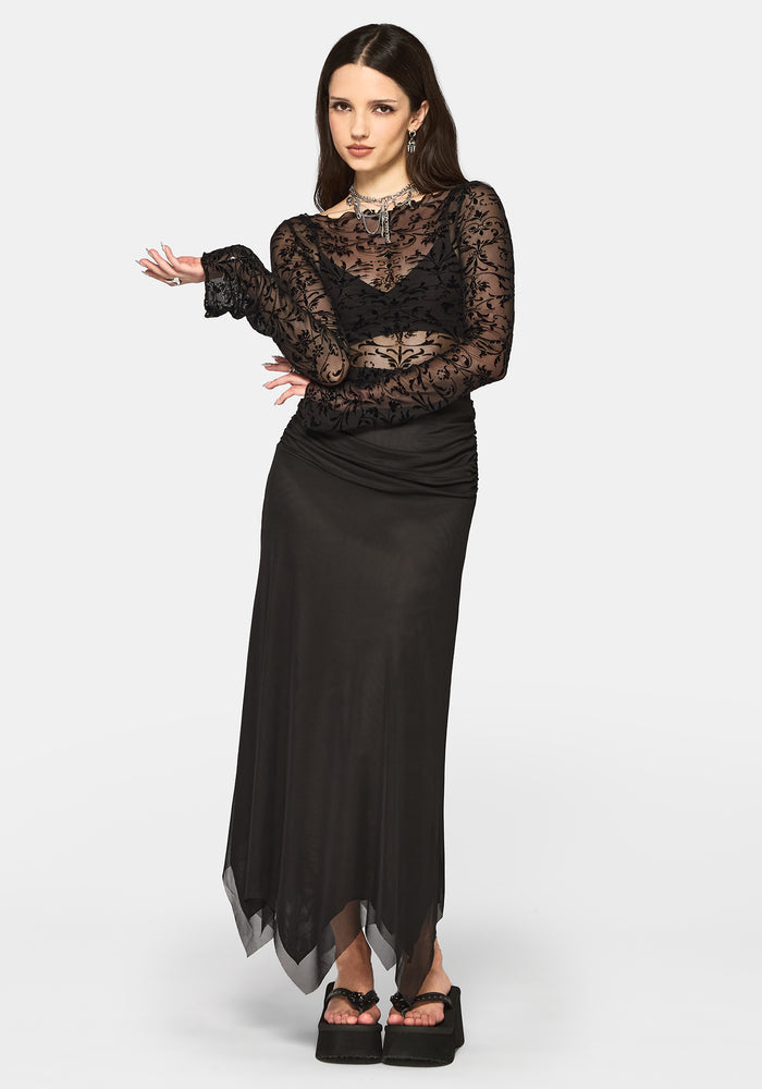 Mae Flock Slash Neck Bodysuit