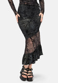Maeira Tiered Grey Flocked Midaxi Skirt