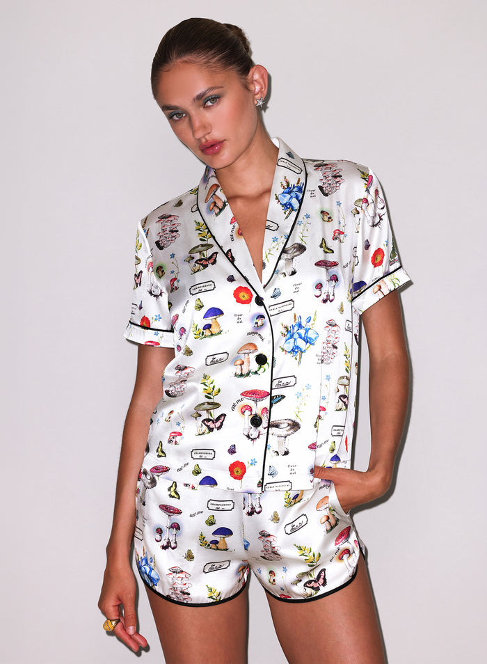 Magical Mushroom PJ Short-ivory mushroom print