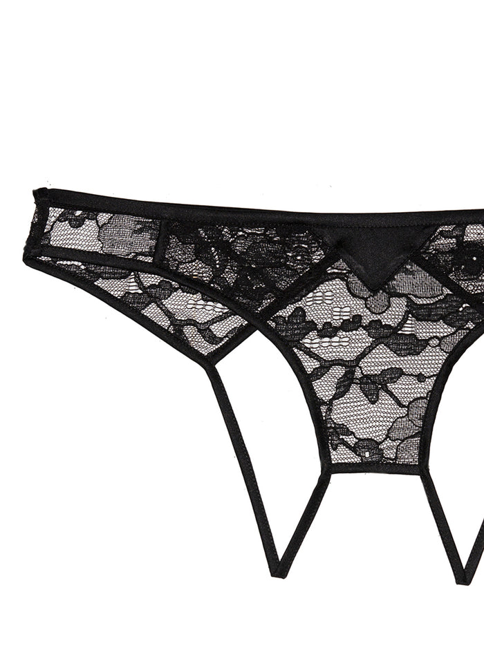 Magnolia Lace Ouvert Panty-black-flat