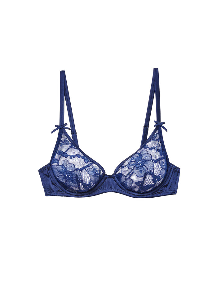 Magnolia Lace Unlined Demi Bra-nighttime blue-flat