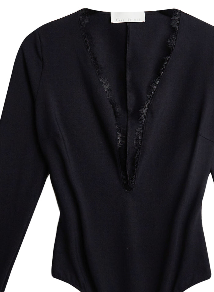 Margo Lace Long Sleeve Bodysuit-black-flat