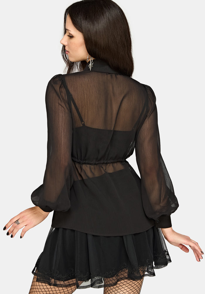 Margot Chiffon Cinch Slim Shirt