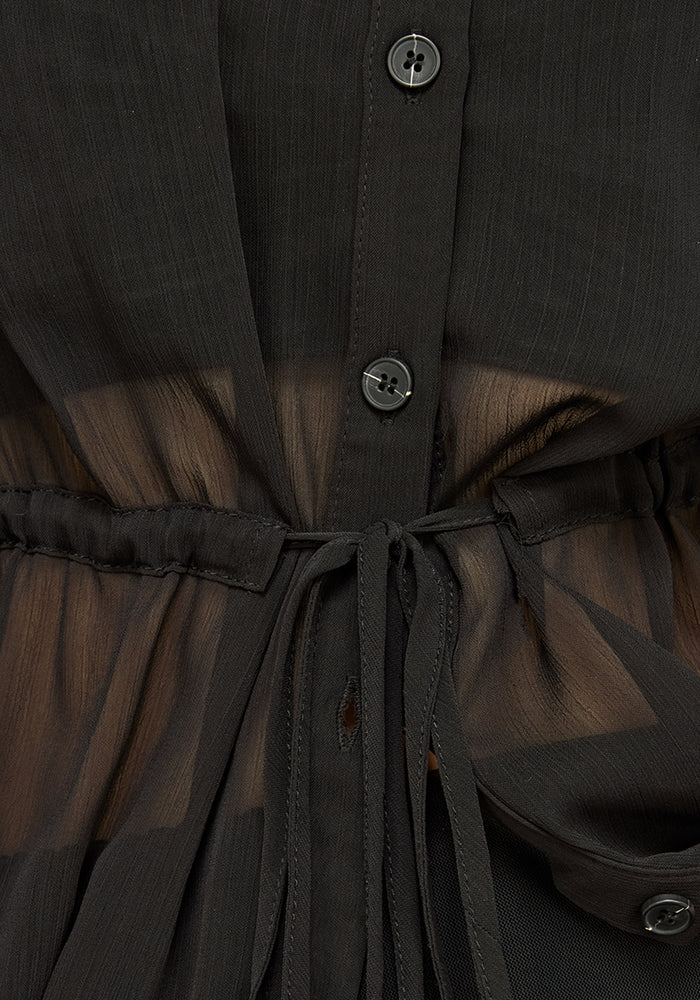 Margot Chiffon Cinch Slim Shirt