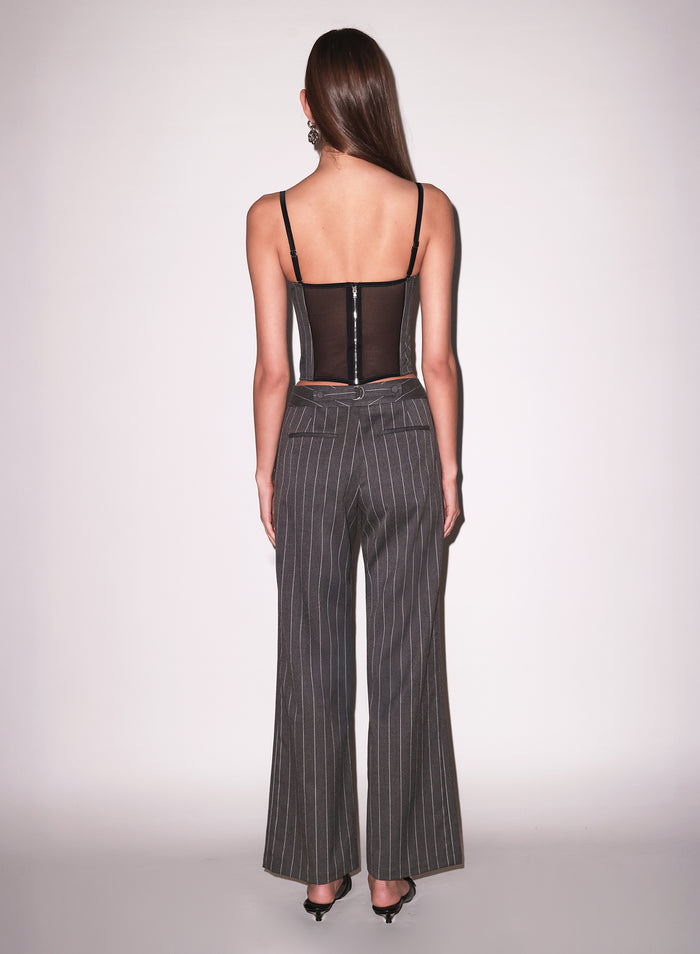 Maxwell Bustier-dark grey pinstripe