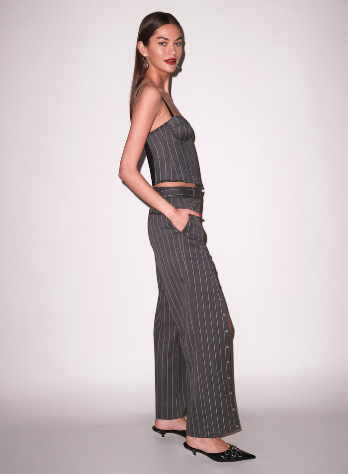 Maxwell Bustier-dark grey pinstripe