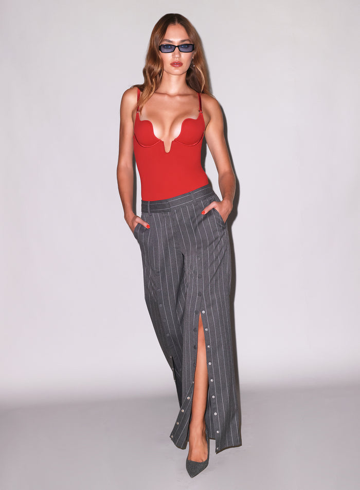 Maxwell Undo Me Pant-dark grey pinstripe