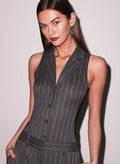 Maxwell Vest Bodysuit-dark grey pinstripe-Fleur du Mal