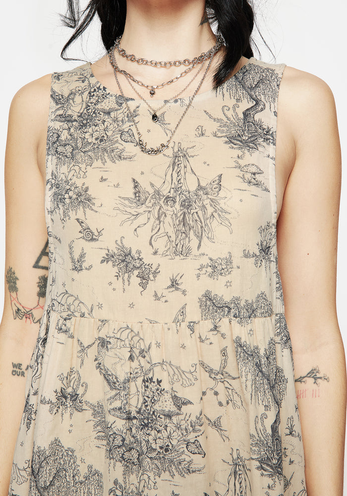 Maypole Cotton Print Mini Smock Dress