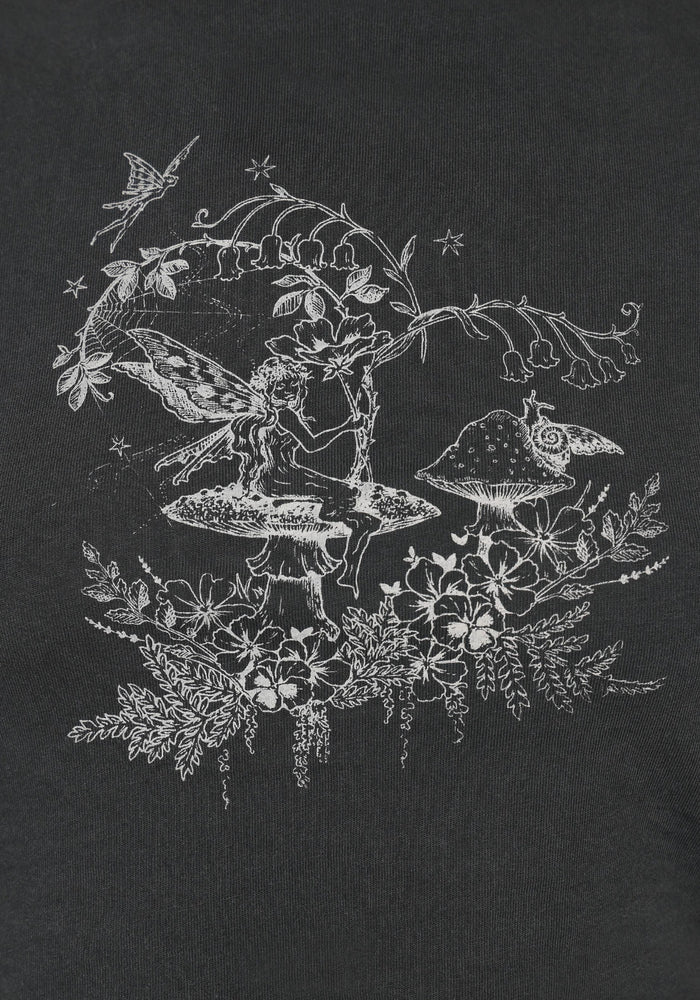 Maypole Fairy Print Crop T-Shirt - Black