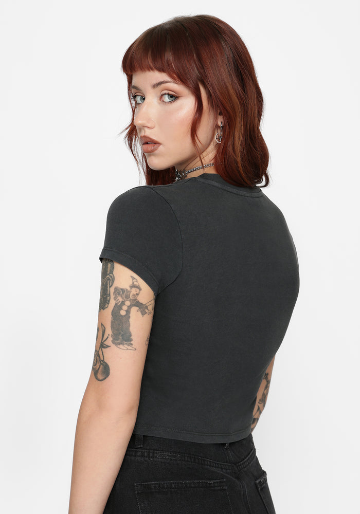 Maypole Fairy Print Crop T-Shirt - Black