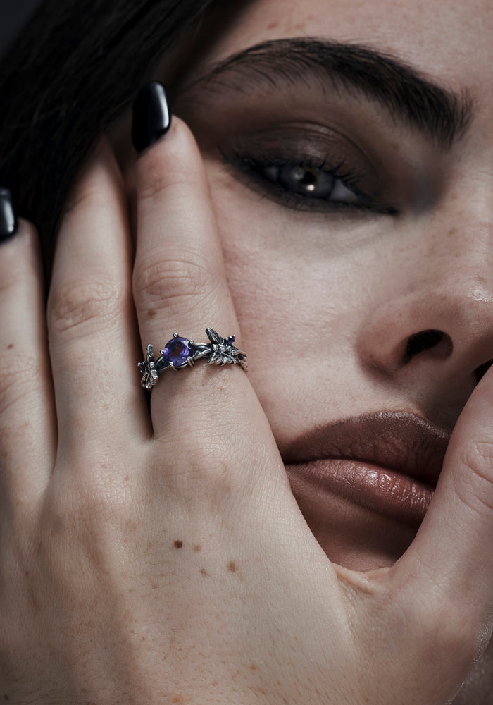 Maypole Sterling Silver Amethyst Fairy Ring