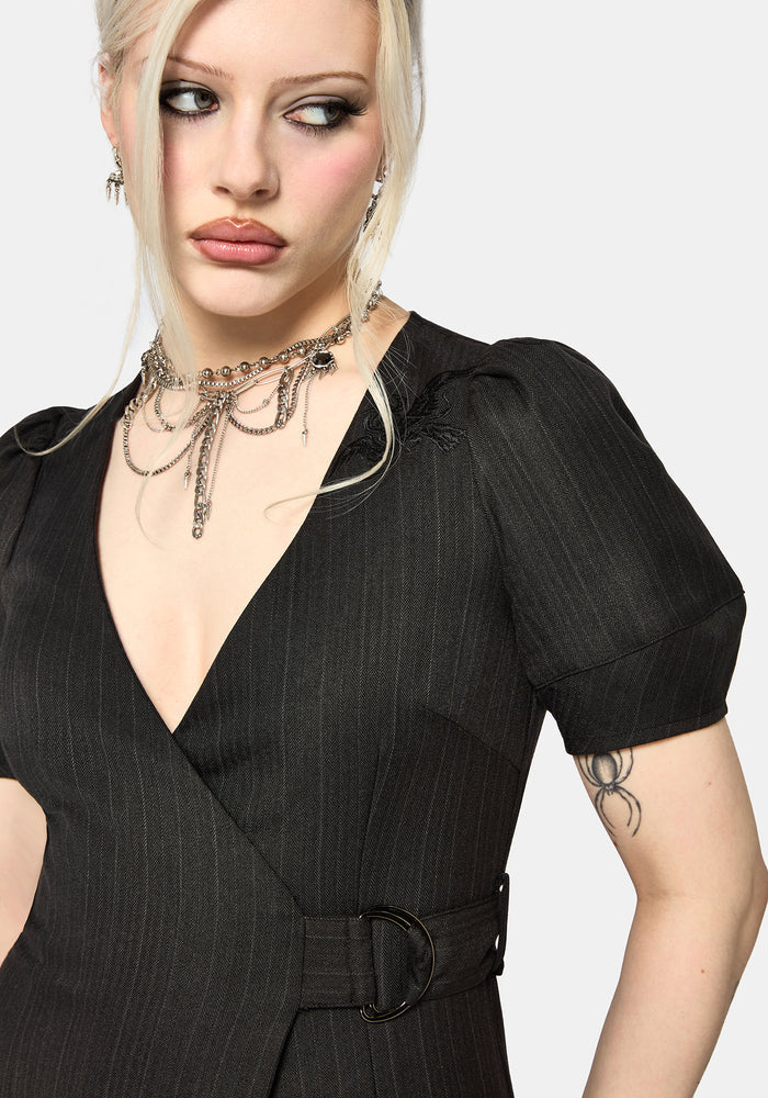 Meliora Wrap Embroidered Mini Dress US 2