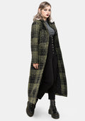 Memory Borg Check Longline Coat - Green