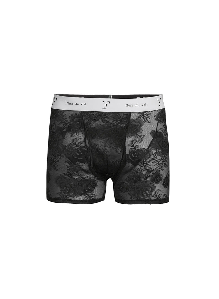Men's Bouquet Lace Boxer Brief-black-Fleur du Mal-flat