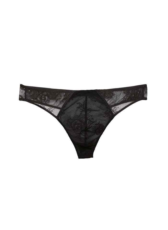 Men's Bouquet Lace Thong-black-Fleur du Mal-flat