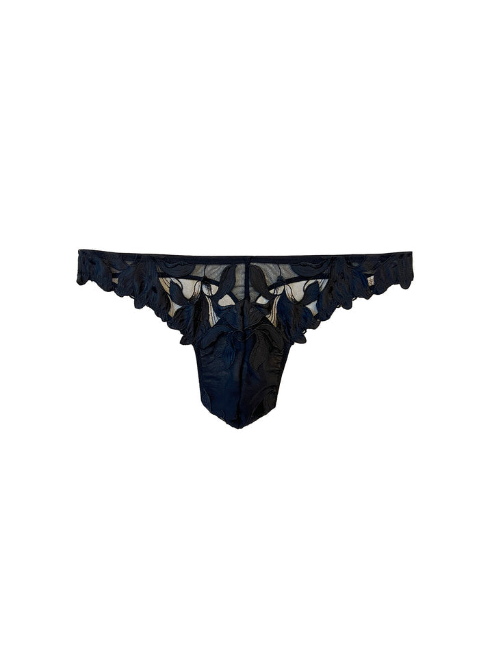 Men's Lily Embroidery Thong-black-Fleur du Mal-flat