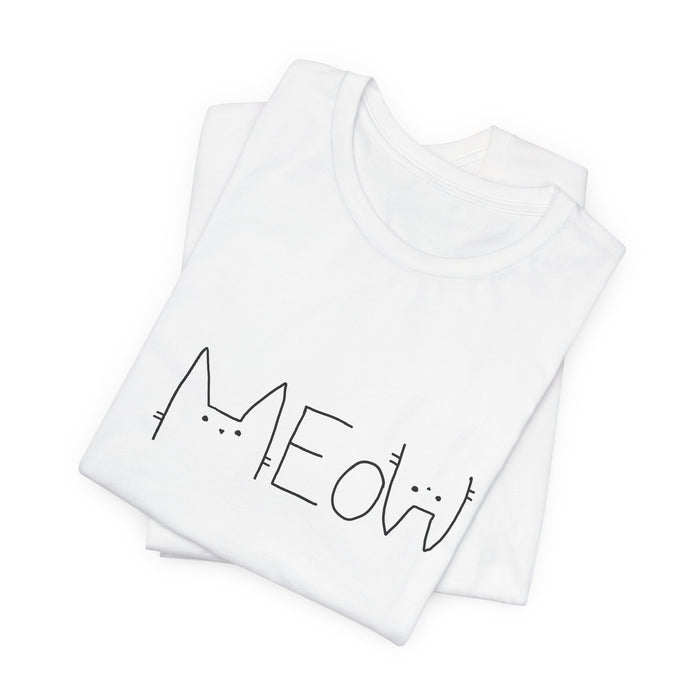 Meow Cat Line Art T-Shirt — Minimal Cute Cat Tee